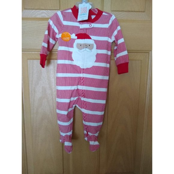 Carters Baby Striped Santa Sleep N Play with Santa Hat NEW 6 Months - Picture 2 of 6